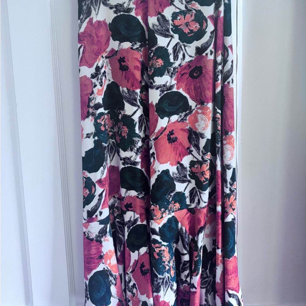 Dries Van Noten orange and green floral skirt